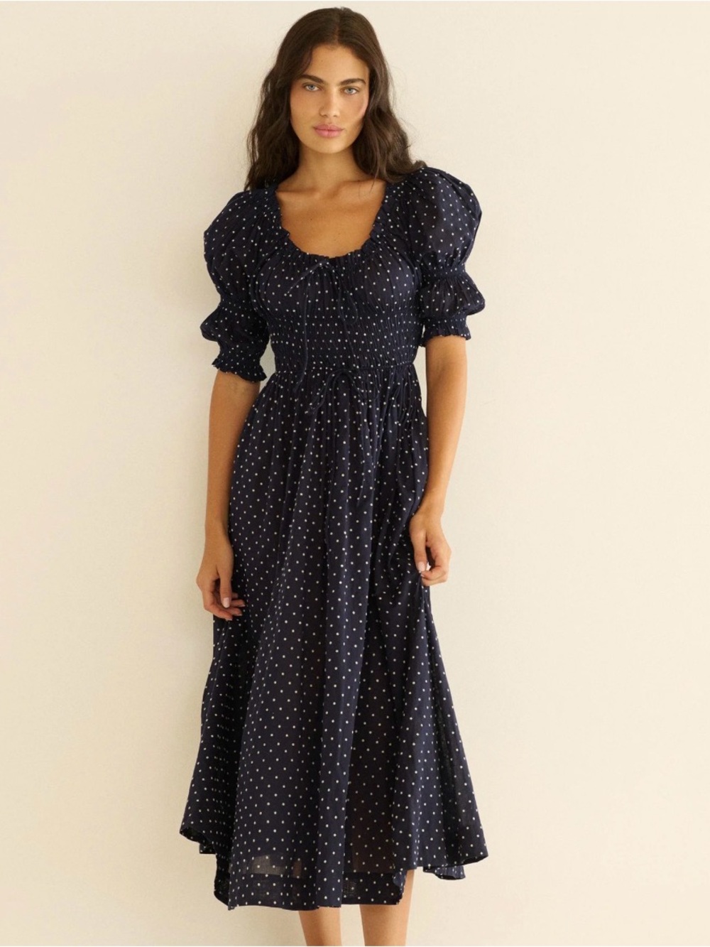 ISO Doen Ischia Dress in Navy Flok Dot size XS